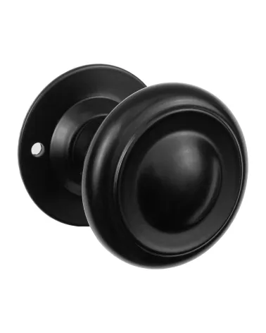 Retro matte black door knob on long backplate for door, gate and garden gate – Elisabeth Collection