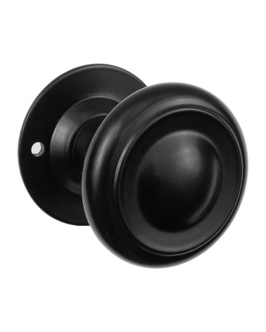 Retro matte black door knob on long backplate for door, gate and garden gate – Elisabeth Collection