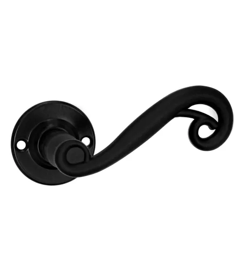Retro matte black door handles on round roses for doors, gates and garden gates – Charlotte Collection