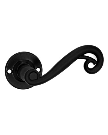 Retro matte black door handles on round roses for doors, gates and garden gates – Charlotte Collection