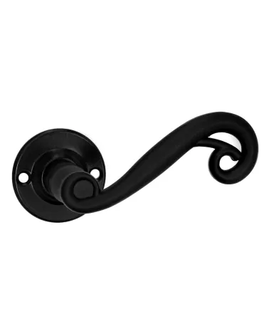 Retro matte black door handles on round roses for doors, gates and garden gates – Charlotte Collection