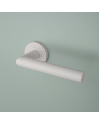 White oval door handles on grey background