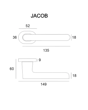 JACOB door handle with dimensions
