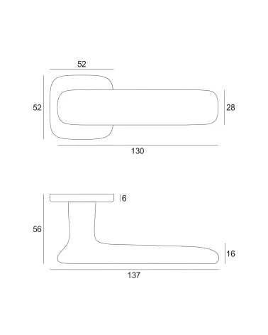 FLOW door handle with dimensions