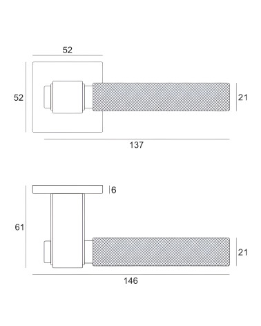GRANADA door handle with dimensions