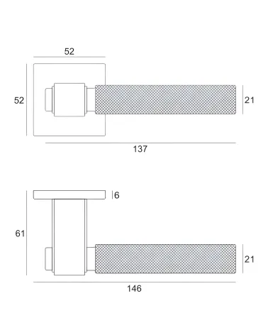 GRANADA door handle with dimensions