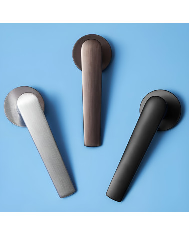 MILA design door handle arranged on a blue background