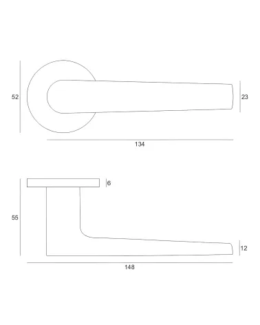 MILA door handle with dimensions