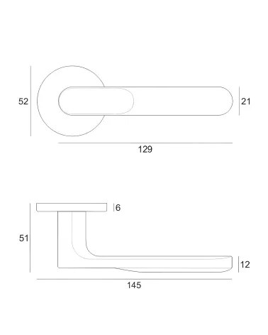 RITA door handle with dimensions