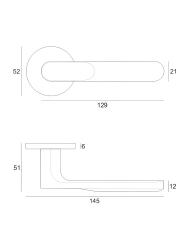 RITA door handle with dimensions