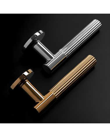 LIVIA door handle designer handle presented vertically on dark background