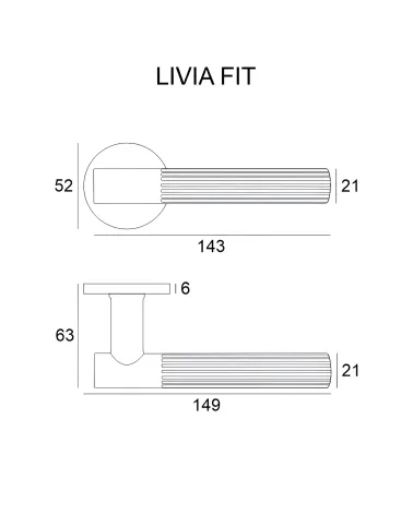 LIVIA door handle with dimensions
