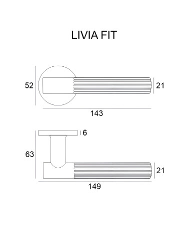 LIVIA door handle with dimensions