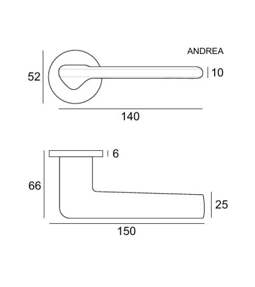 Satin gold ANDREA door handle design handle