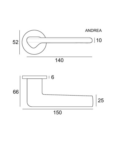 ANDREA door handle with dimensions