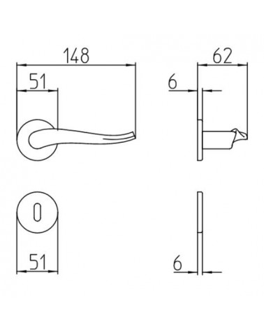 Mandelli Spin door handle with dimensions