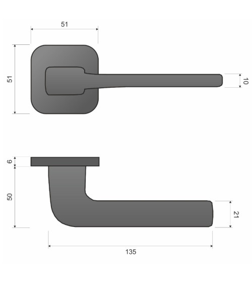 Solo black rounded door handle