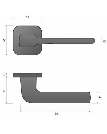 Dimension of Solo rounded door handle