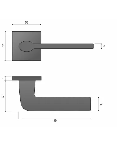 STINGER door handle with dimensions