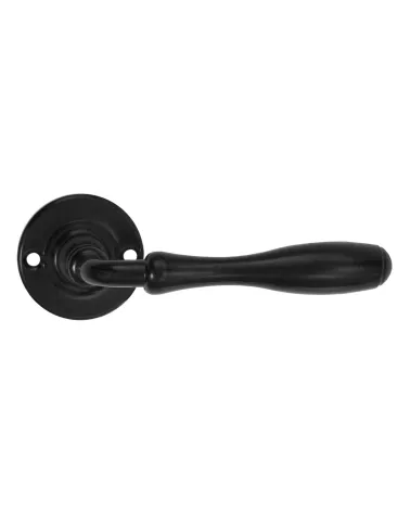 Retro matt black door handles on round roses for doors, gates and wicket gates – Joséphine Collection