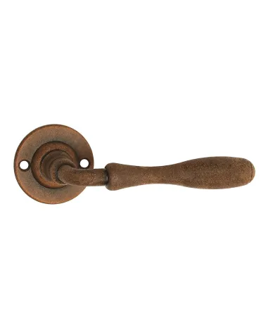 Joséphine collection retro rust-finish door handles on round roses for doors and gates