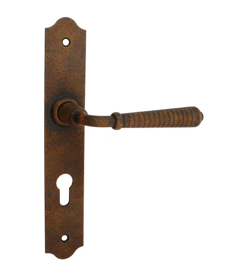 Retro rust door handles on long plates for doors, gates and wicket gates – Hinon Collection