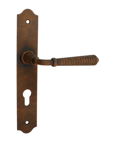 Retro rust door handles on long plates for doors, gates and wicket gates – Hinon Collection