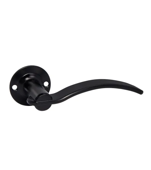 Retro matt black door handles on round roses for doors, gates and wicket gates – Constance Collection