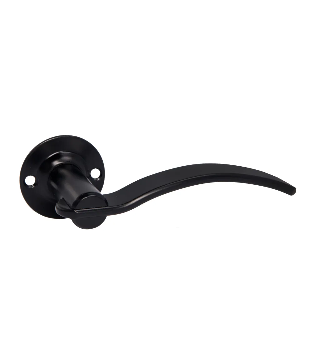 Retro matt black door handles on round roses for doors, gates and wicket gates – Constance Collection