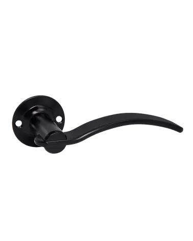 Retro matt black door handles on round roses for doors, gates and wicket gates – Constance Collection