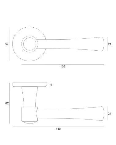 MADLEN round timeless zamak door handle with dimensions