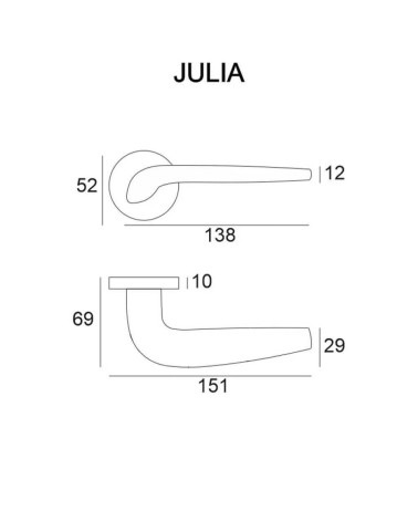 JULIA door handle with dimensions