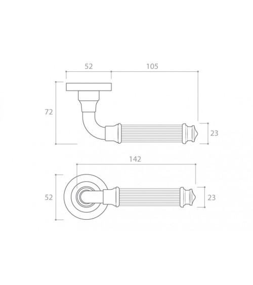 Polished gold ARIA Slim door handle design handle
