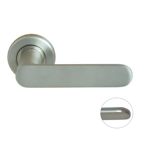 Door handle on rose in satin nickel finish - Daphne model