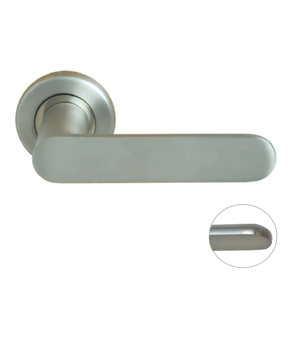 Door handle on rose in satin nickel finish - Daphne model