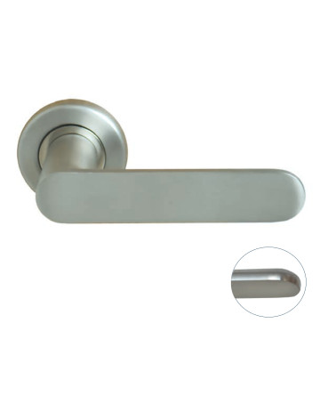 Door handle on rose in satin nickel finish - Daphne model
