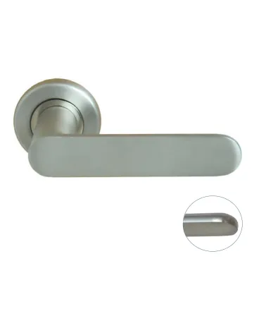 Door handle on rose in satin nickel finish - Daphne model