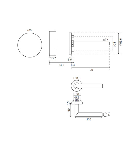 Altesse round door handle and knob passage set in 304 stainless steel