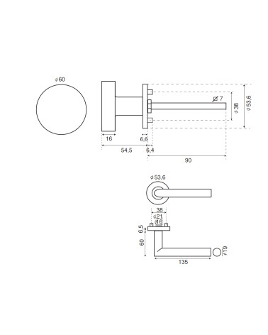 Stainless steel landing door handle set for intensive use - Altesse/Muka model