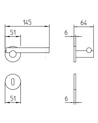 Mandelli Bilbao door handle with dimensions