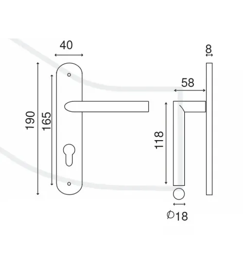 Door handle on plate 165 mm brushed stainless steel finish – Altesse model