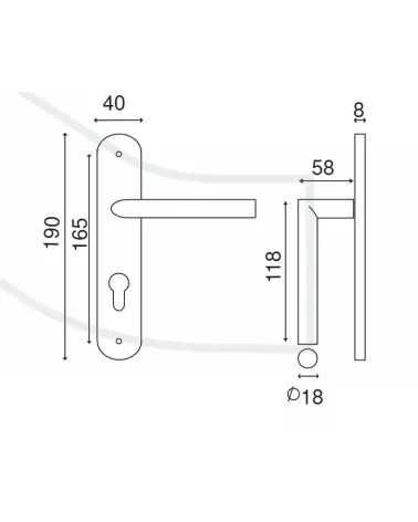 Door handle on plate 165 mm brushed stainless steel finish – Altesse model