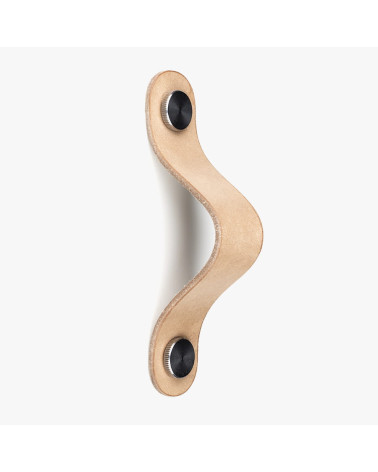 Furniture handle in light leather