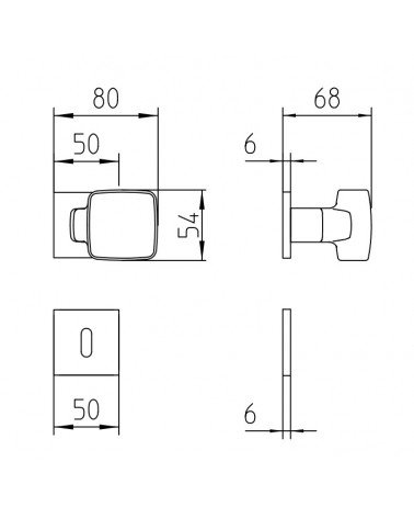 Mandelli Carrè door knob with dimensions