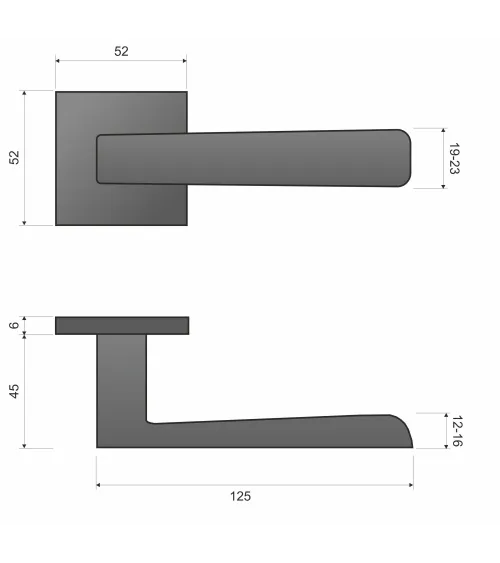 Modern square door handle PARMA design colour 1