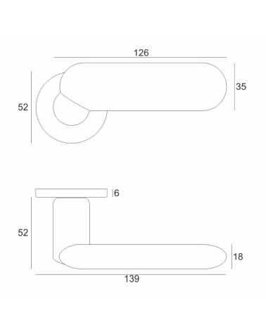 KELEDRES door handle with dimensions