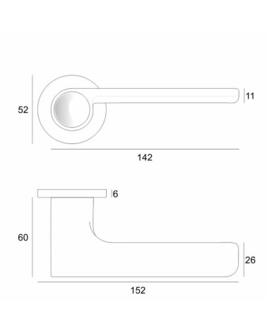 PLANO door handle with dimensions