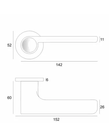 PLANO door handle with dimensions