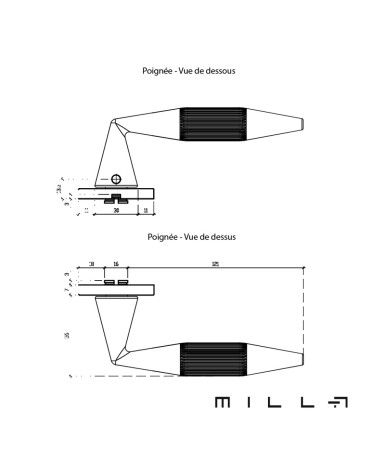 IDESA zamak door handle with dimensions