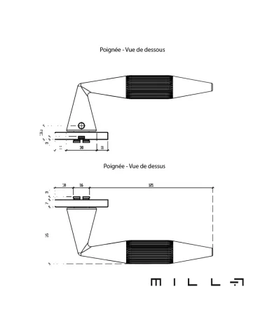IDESA door handle with dimensions